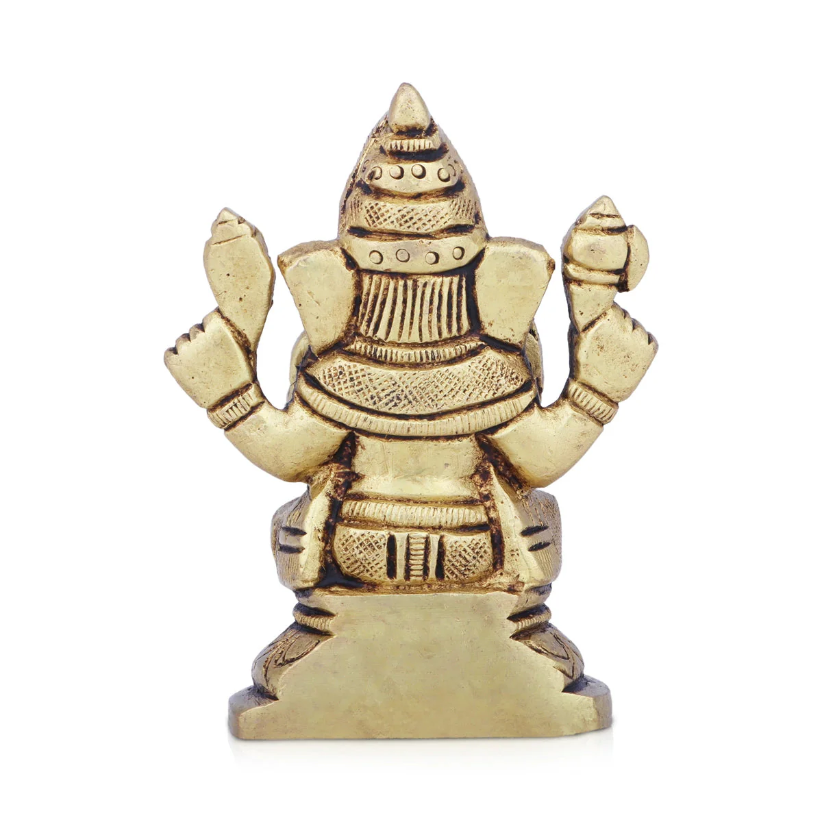 Ganesha Statue Sitting On Base - 3 x 2.5 Inches | Antique Brass Idol/ Vinayaka Idol/ Ganapathy Idol for Pooja - Image 4