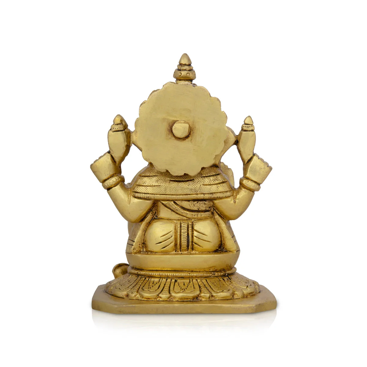 Ganesha Statue Sitting On Base - 5 x 3.5 Inches | Antique Brass Idol/ Vinayaka Idol/ Ganapathy Idol for Pooja - Image 4