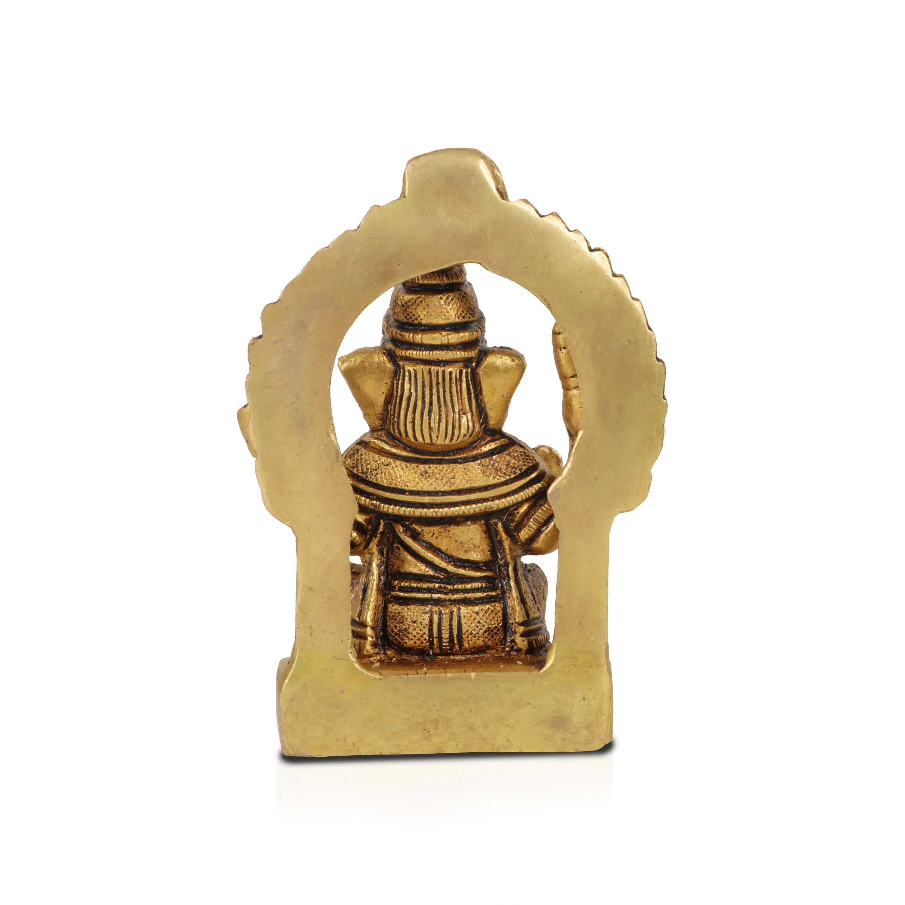 Ganesha Statue Sitting On Base With Arch - 3.5 x 2.5 Inches | Antique Brass Idol/ Vinayagar Idol for Pooja - Image 5