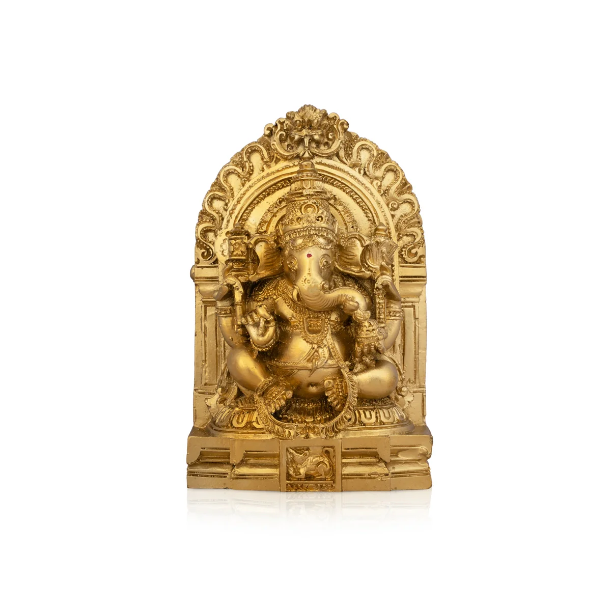 Ganesh Murti With Arch - 6 x 4 Inches | Resin Statue/ Gold Polish Ganpati Murti for Pooja/ 450 Gms Approx - Image 2