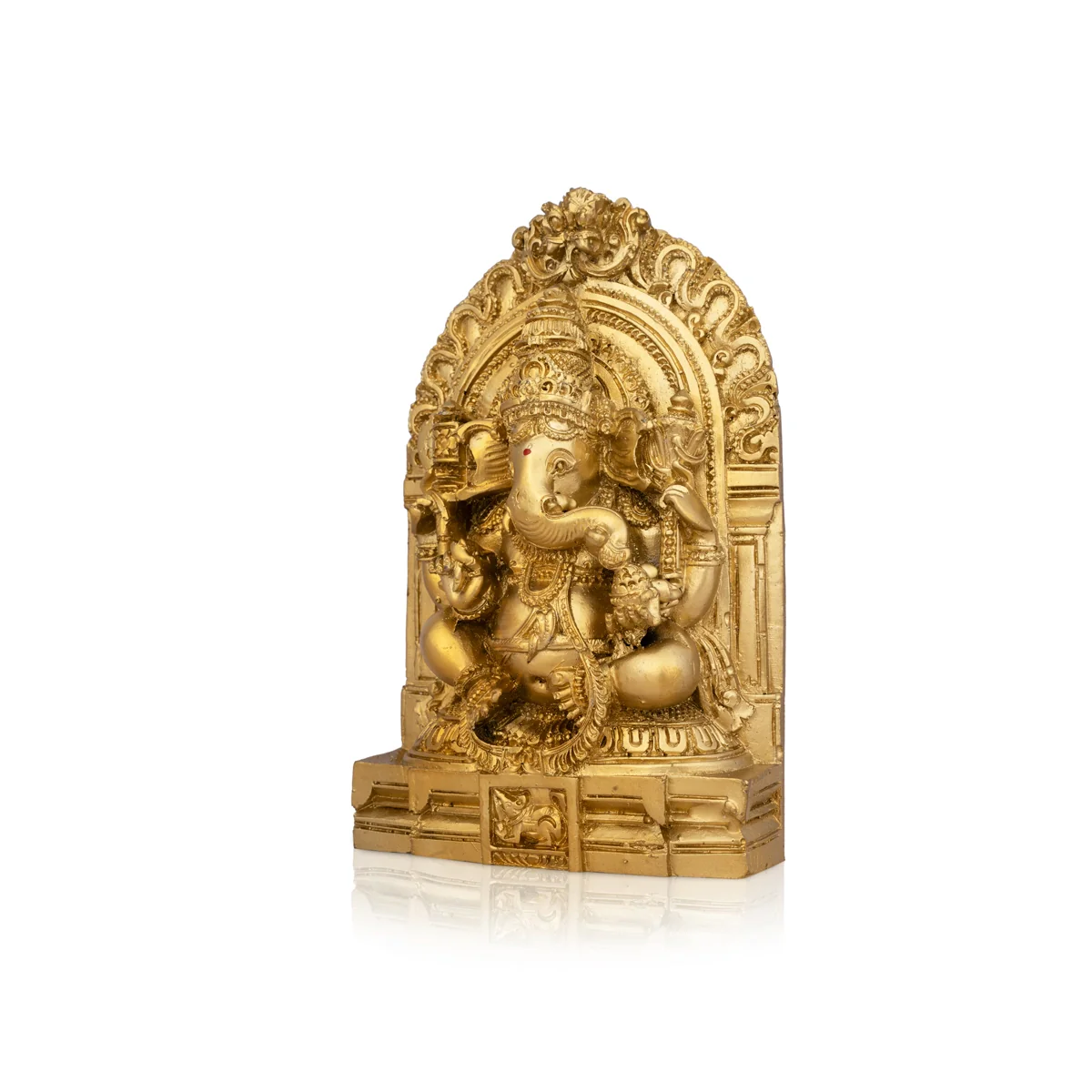 Ganesh Murti With Arch - 6 x 4 Inches | Resin Statue/ Gold Polish Ganpati Murti for Pooja/ 450 Gms Approx - Image 3
