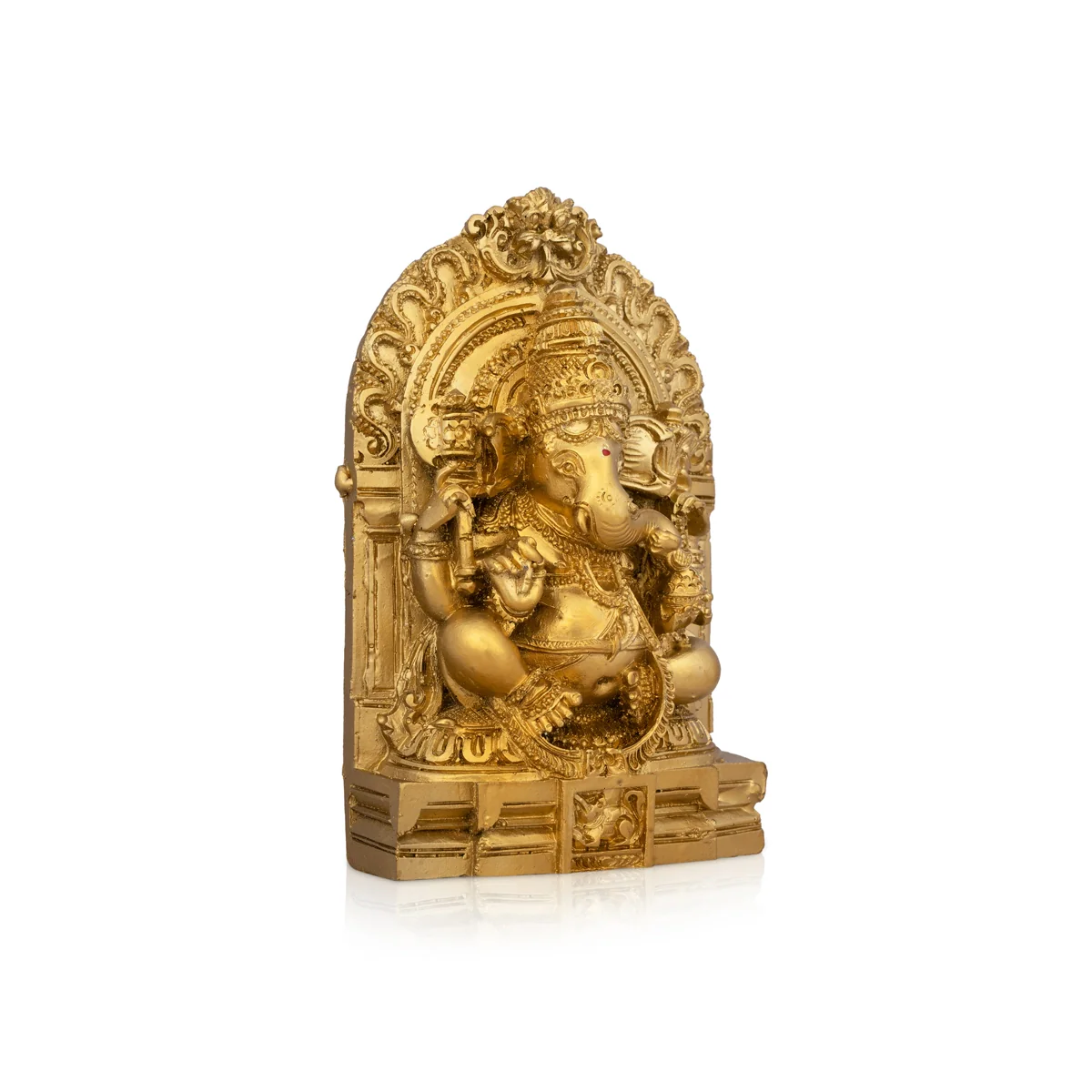 Ganesh Murti With Arch - 6 x 4 Inches | Resin Statue/ Gold Polish Ganpati Murti for Pooja/ 450 Gms Approx - Image 4