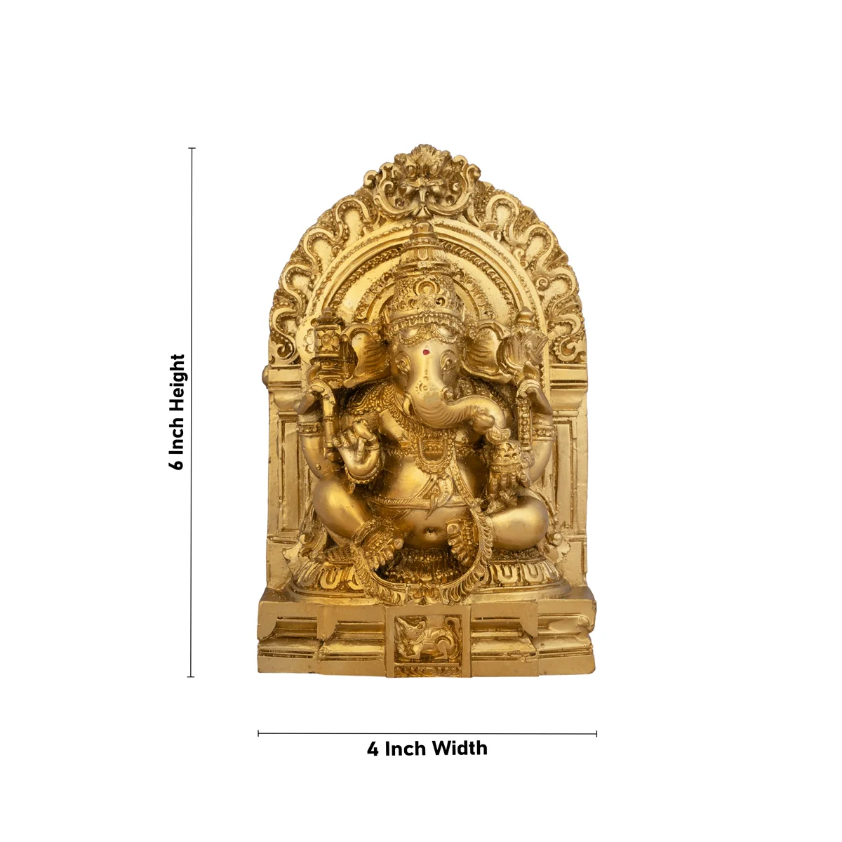 Ganesh Murti With Arch - 6 x 4 Inches | Resin Statue/ Gold Polish Ganpati Murti for Pooja/ 450 Gms Approx - Image 5