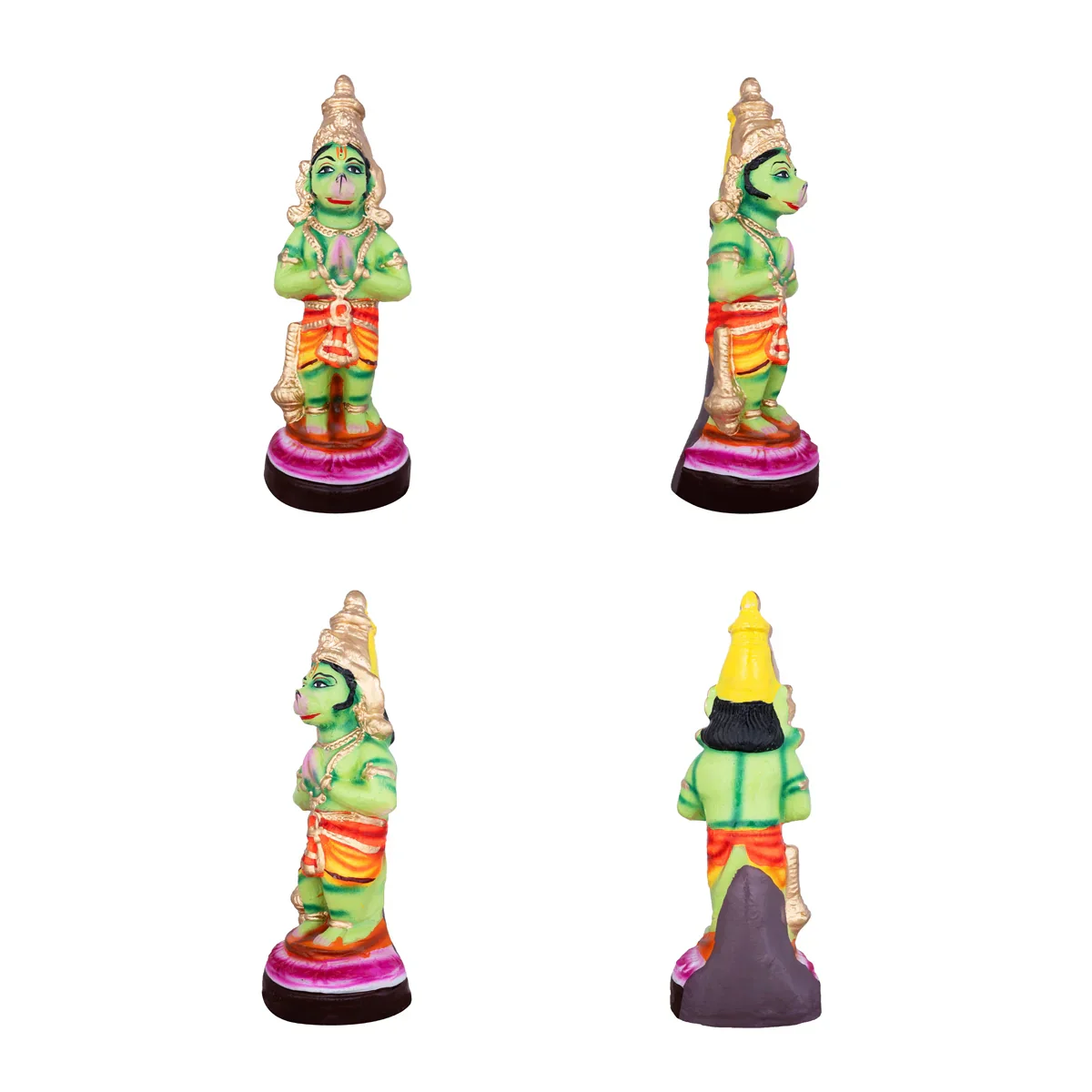 Garudan Hanuman Clay Golu Bommai Pair - 14 x 8.5 Inches | Giri Golu Doll/ Navaratri Golu Bomma/ Multicoloured Gombe - Image 3