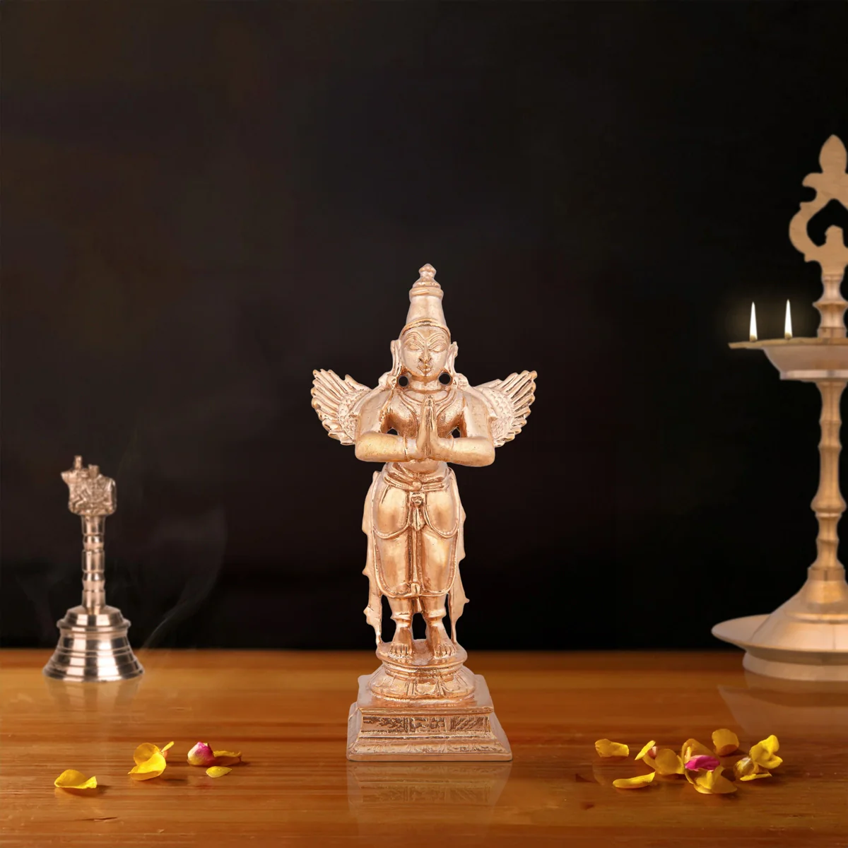 Garudan Statue Standing On Base - 4 X 2.5 Inches | Panchaloha Statue/ Garuda Idol/ Garuda Murti For Worship