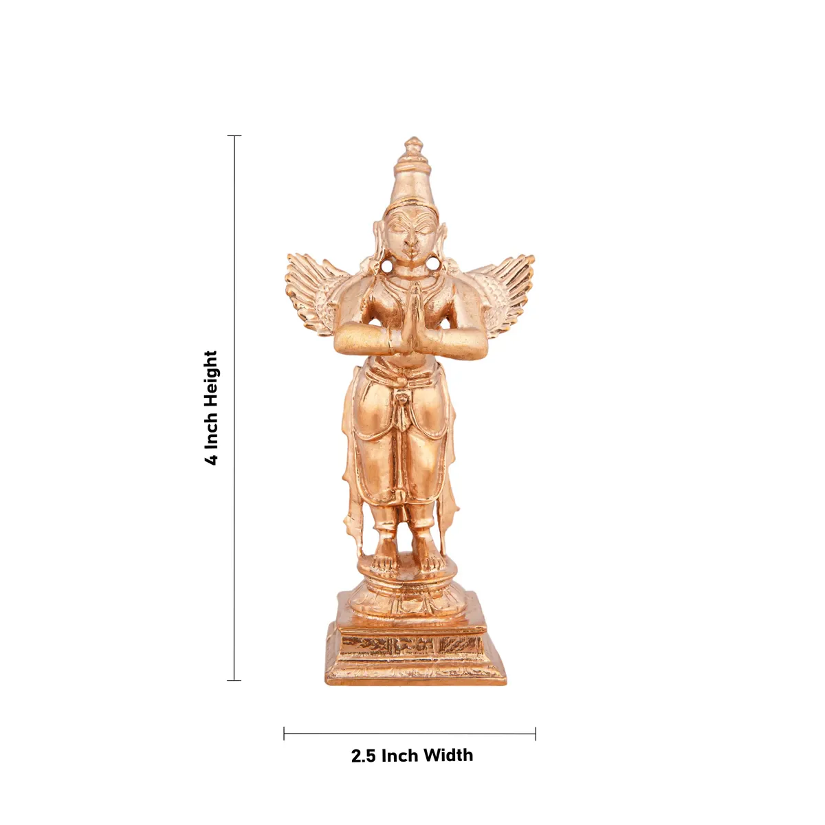 Garudan Statue Standing On Base - 4 X 2.5 Inches | Panchaloha Statue/ Garuda Idol/ Garuda Murti For Worship - Image 5
