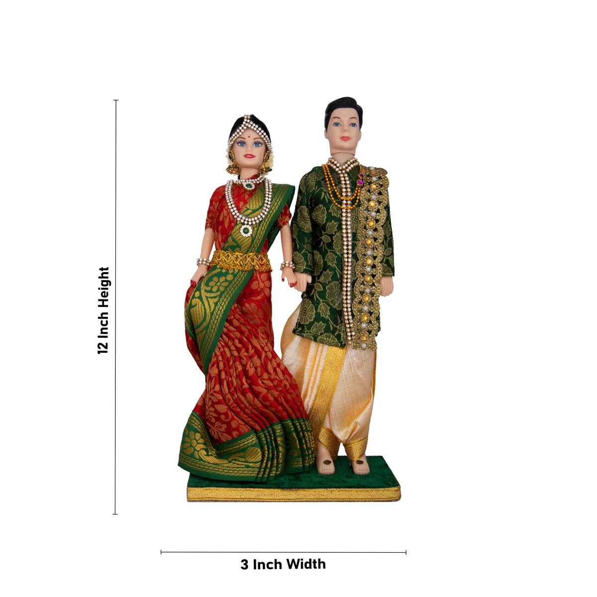 Young Couple Plastic Golu Bommai Pair - 12 x 3 Inches | Giri Golu Doll/ Navaratri Golu Bomma/ Gombe/ Bommai - Image 4
