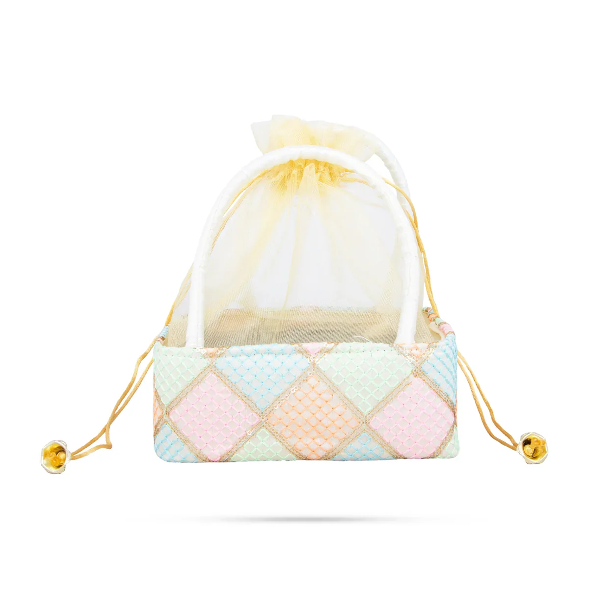 Gift Basket with Net Cover - 3 x 7.5 Inches | Gift Hamper/ Gift Box