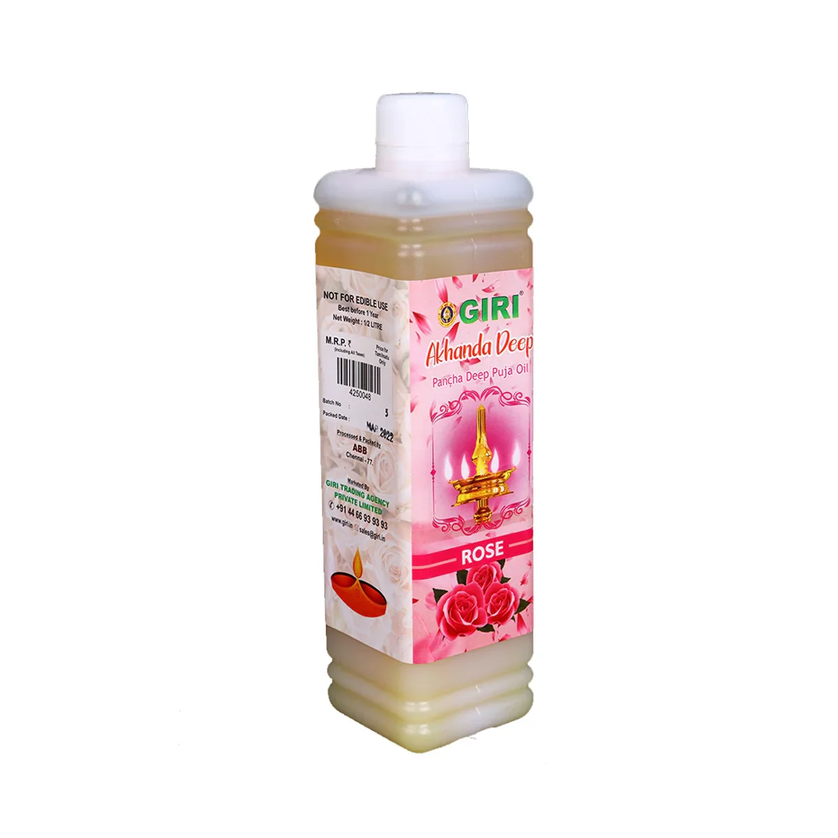 Giri Akhanda Pancha Deep Rose Puja Oil - 500 Ml | Lamp Oil/ Vilakku Oil/ Diya Oil for Pooja - Image 3