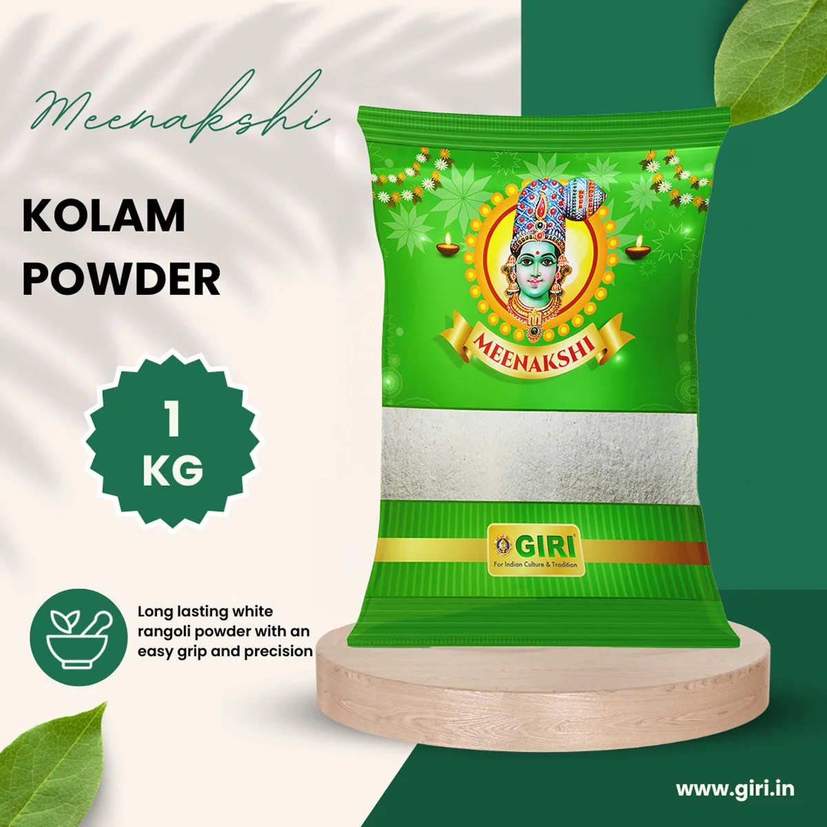 Giri Kolam Powder - 1 Kg | Kolam Maavu/ White Colour Kola Podi for Floor Decor - Image 4