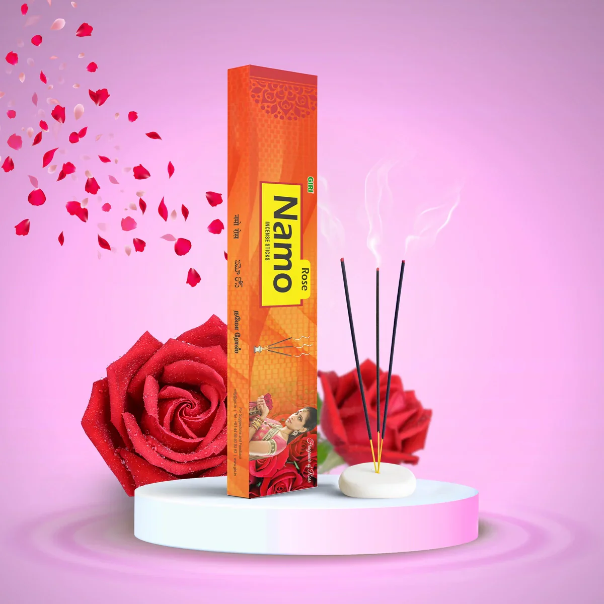 Giri Namo Rose Incense Sticks - 10 Sticks | Fresh Fragrance Agarbathi/ Agarbatti for Pooja - Image 5