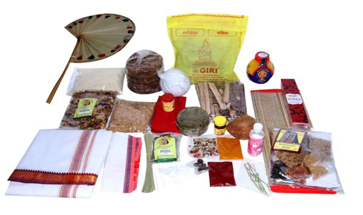 Giri Navagraha Homam Set | Navagraha Samitha/ Navadanyam/ Vastra Set/ Palm Cups - Image 3