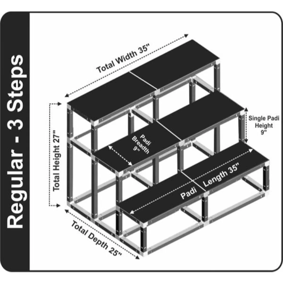Giri Plastic Golu Padi - 3R | 3 Regular Golu Stand/ Multi Purpose Navratri Golu Rack/ 27 x 35 x 25 Inches - Image 3