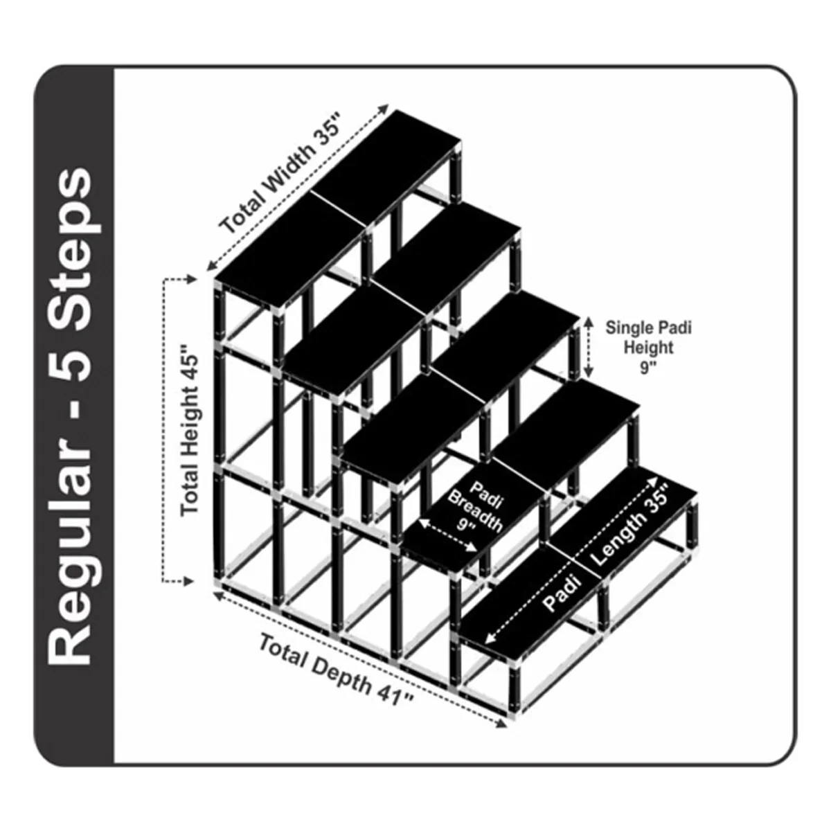 Giri Plastic Golu Padi - 5R | 5 Regular Golu Stand/ Multi Purpose Navratri Golu Rack/ 45 x 35 x 41 Inches - Image 2
