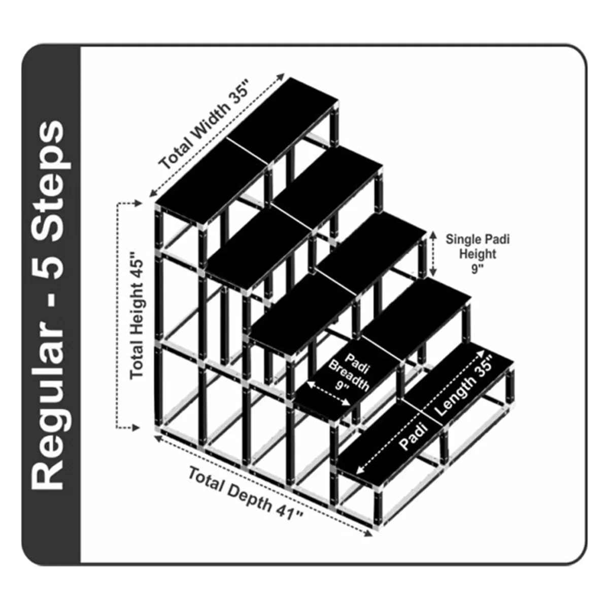 Giri Plastic Golu Padi - 5R | 5 Regular Golu Stand/ Multi Purpose Navratri Golu Rack/ 45 x 35 x 41 Inches - Image 4