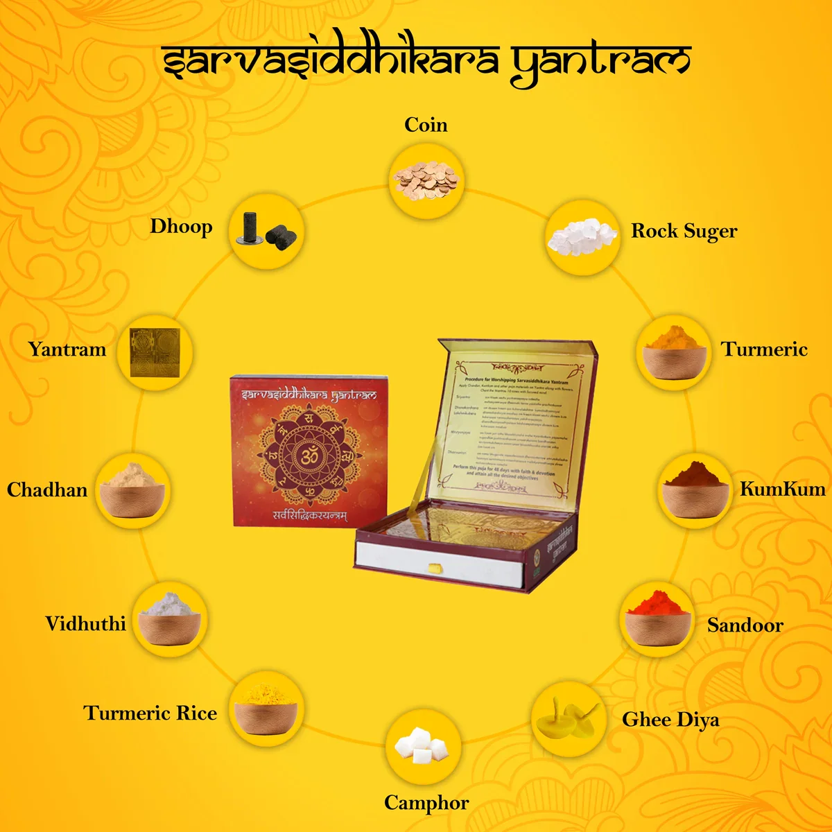 Giri Sarva Siddhikara Yantram - 6.2 x 6.2 Inches | Gold Polish Yantra/ Karya Siddhi Yantra for Pooja - Image 4