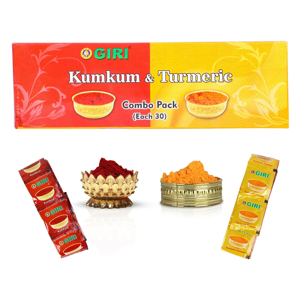 Giri Turmeric Kumkum Set - 30 Pcs | Thamboola Gift/ Haldi/ Kungumam/ Yellow, Red Colour - Image 6
