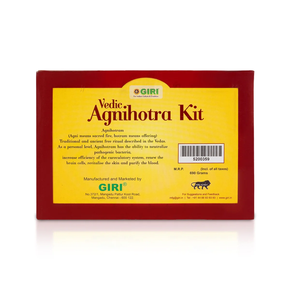 Giri Vedic Agnihotra Kit | Havan Set/ Pooja Pack for Homam and Yagna/ 690 Gms Approx - Image 10