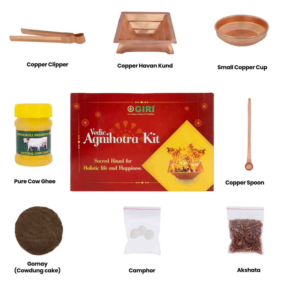 Giri Vedic Agnihotra Kit | Havan Set/ Pooja Pack for Homam and Yagna/ 690 Gms Approx - Image 3