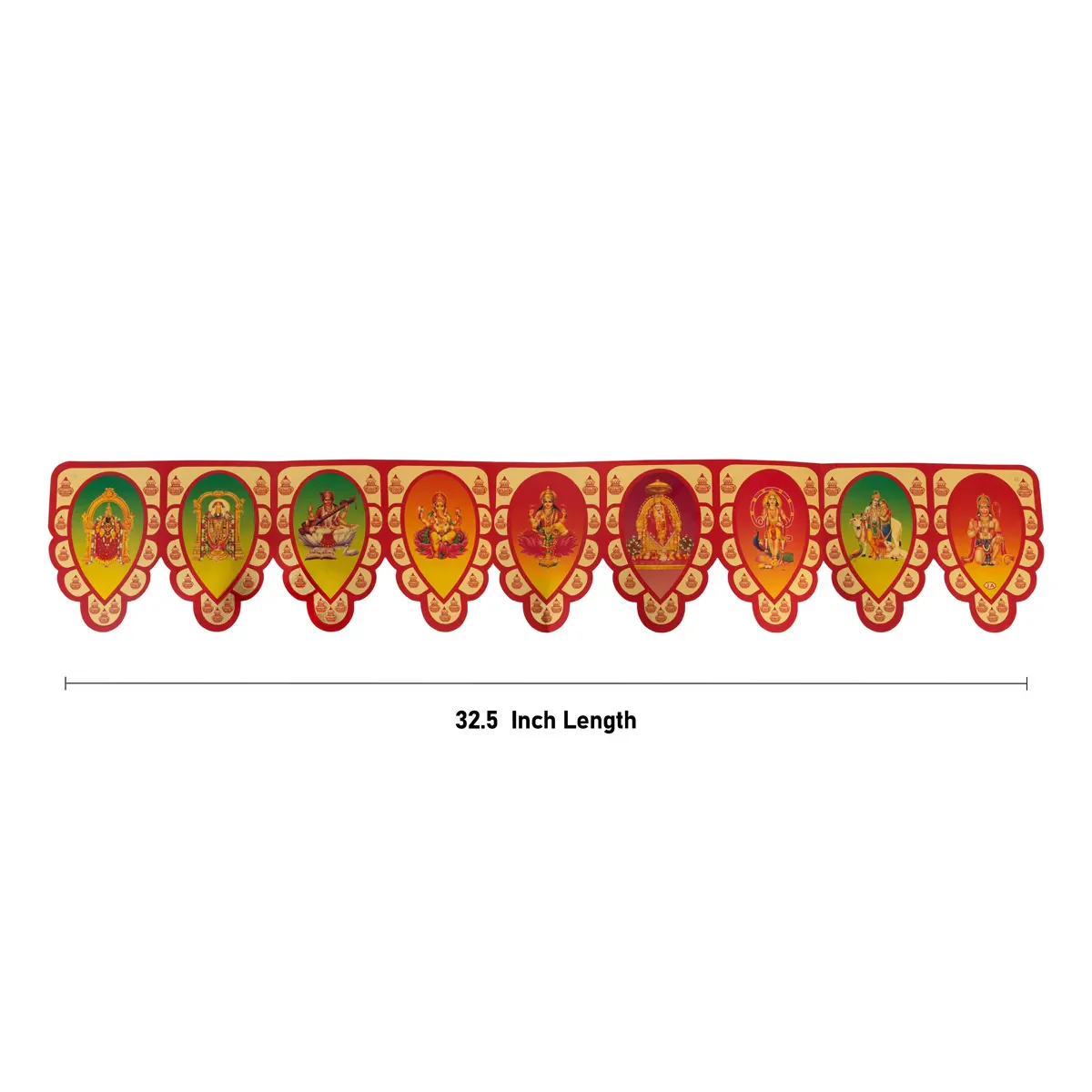 God Picture Toran - 32.5 Inches | Golden & Green Thoran / Bandawar / Thornam For Home Entrance - Image 3