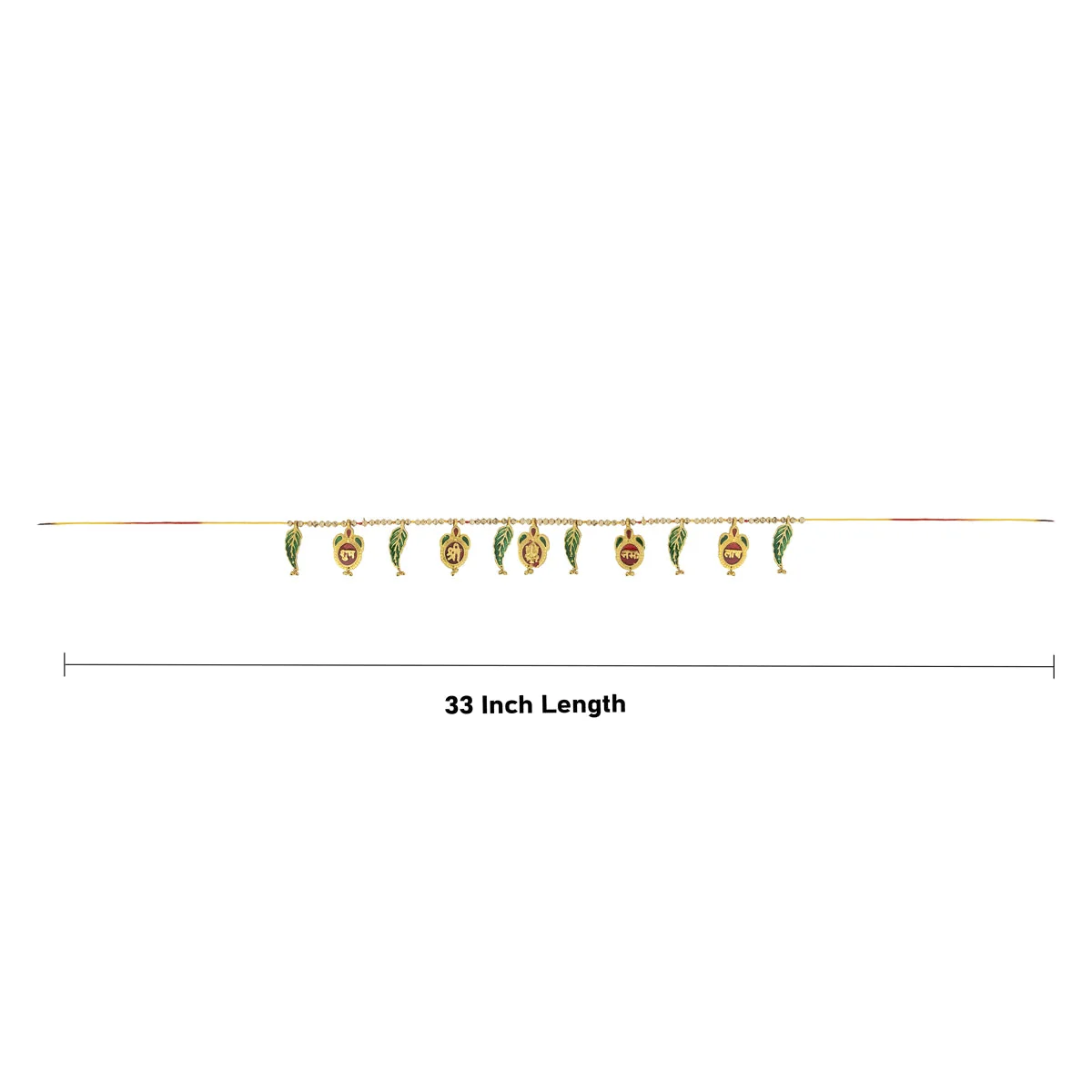 Gold Polish Toran - 33 Inches | Leaf with Beads Design Bandanwar/ Aluminium Thoran for Door Decor - Image 3