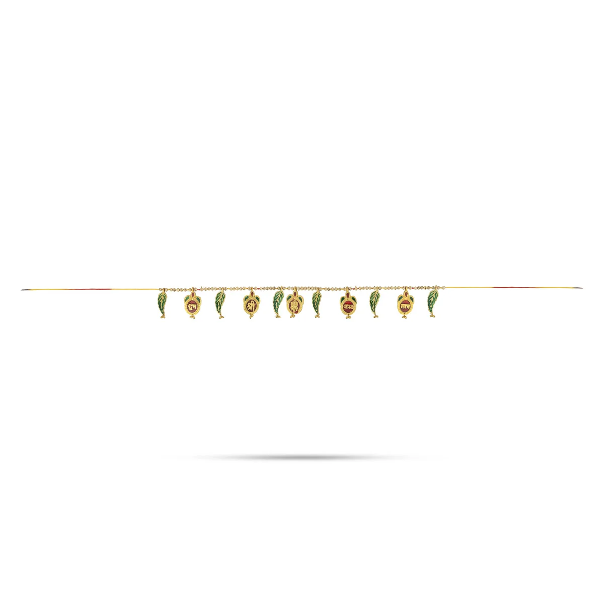 Gold Polish Toran - 33 Inches | Leaf with Beads Design Bandanwar/ Aluminium Thoran for Door Decor - Image 4