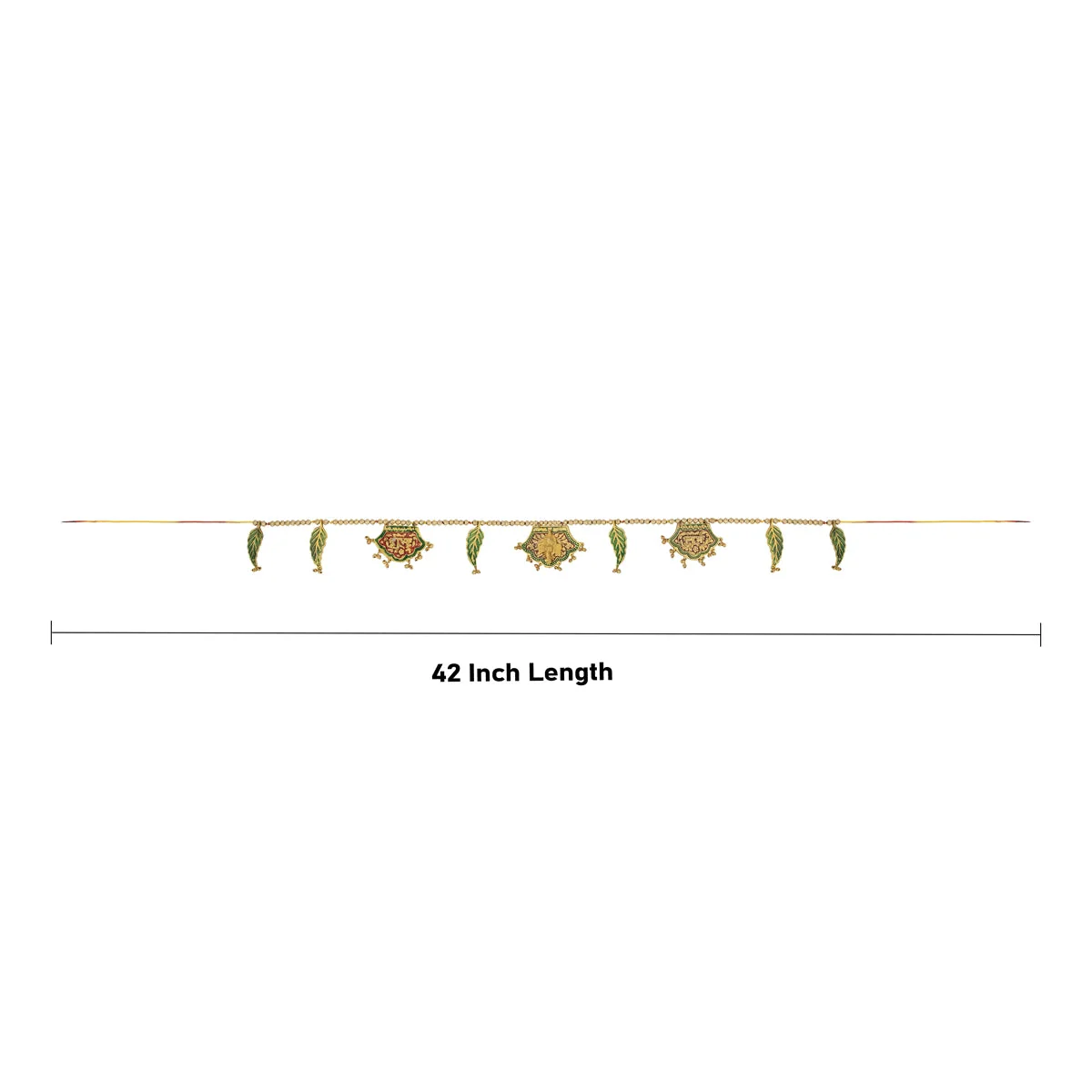 Gold Polish Toran - 42 Inches | Aluminium Thoran/ Meenakari Pankhi Design Bandanwar for Door Decor - Image 2