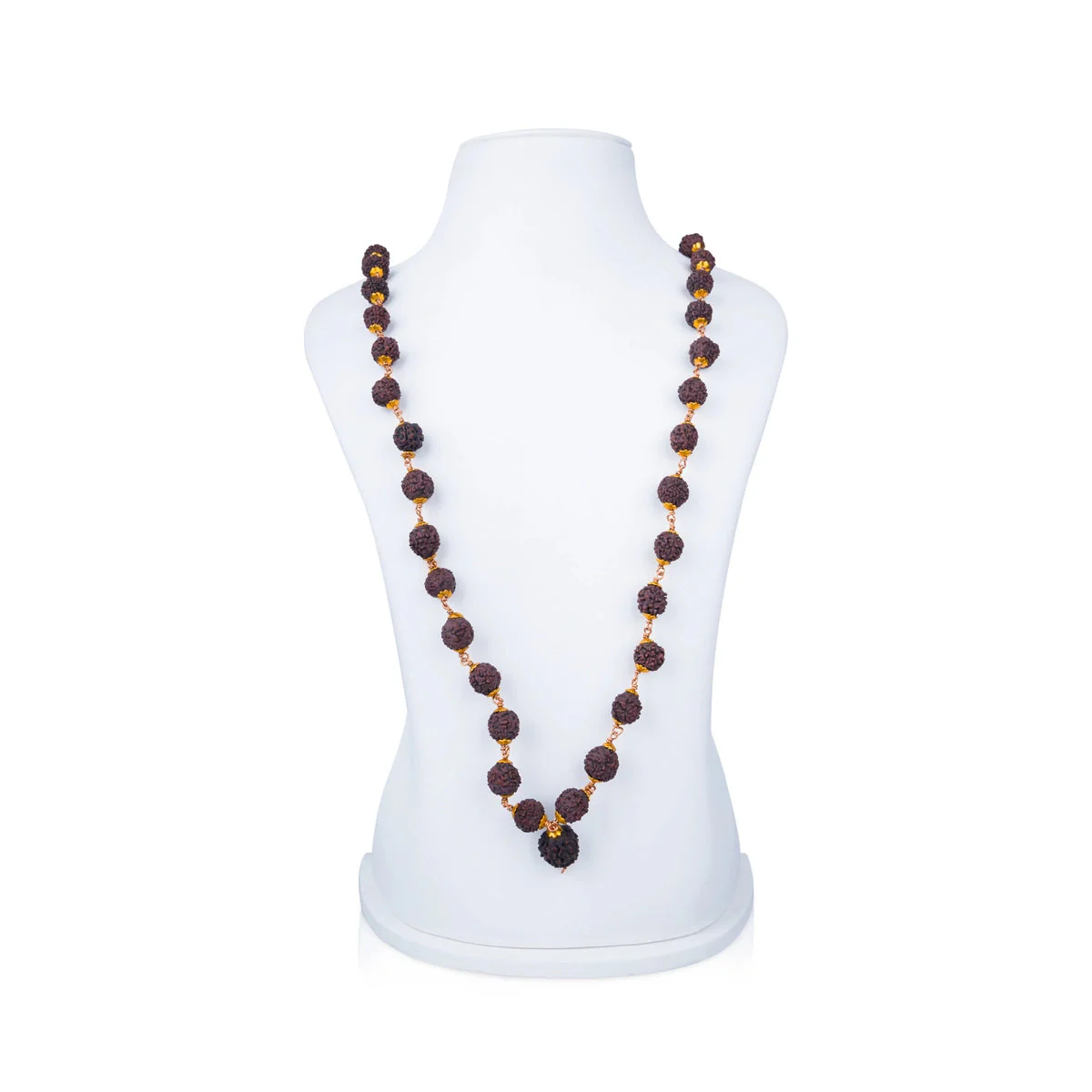 Golden Cup Rudraksha Mala- 24 Inches | 54 Beads Kanthi Mala/ 12 mm/Copper Knot Ruthratcham Malai For Daily Wear