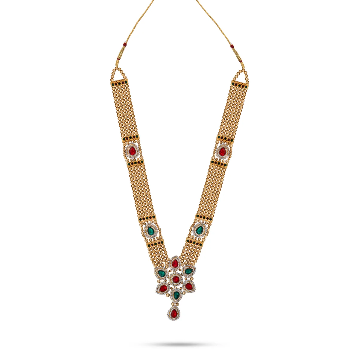 Gold Polish Moti Mala - 24 Inches | Multicolour Stone Jewellery/ Beaded Mala For Weddings And Women - Image 2