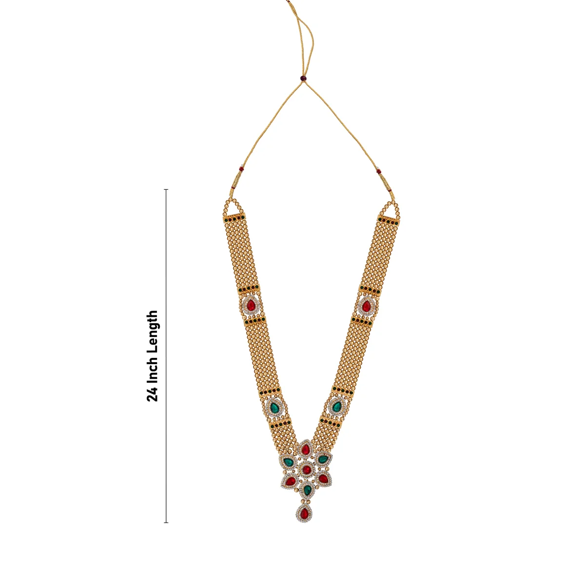 Gold Polish Moti Mala - 24 Inches | Multicolour Stone Jewellery/ Beaded Mala For Weddings And Women - Image 3