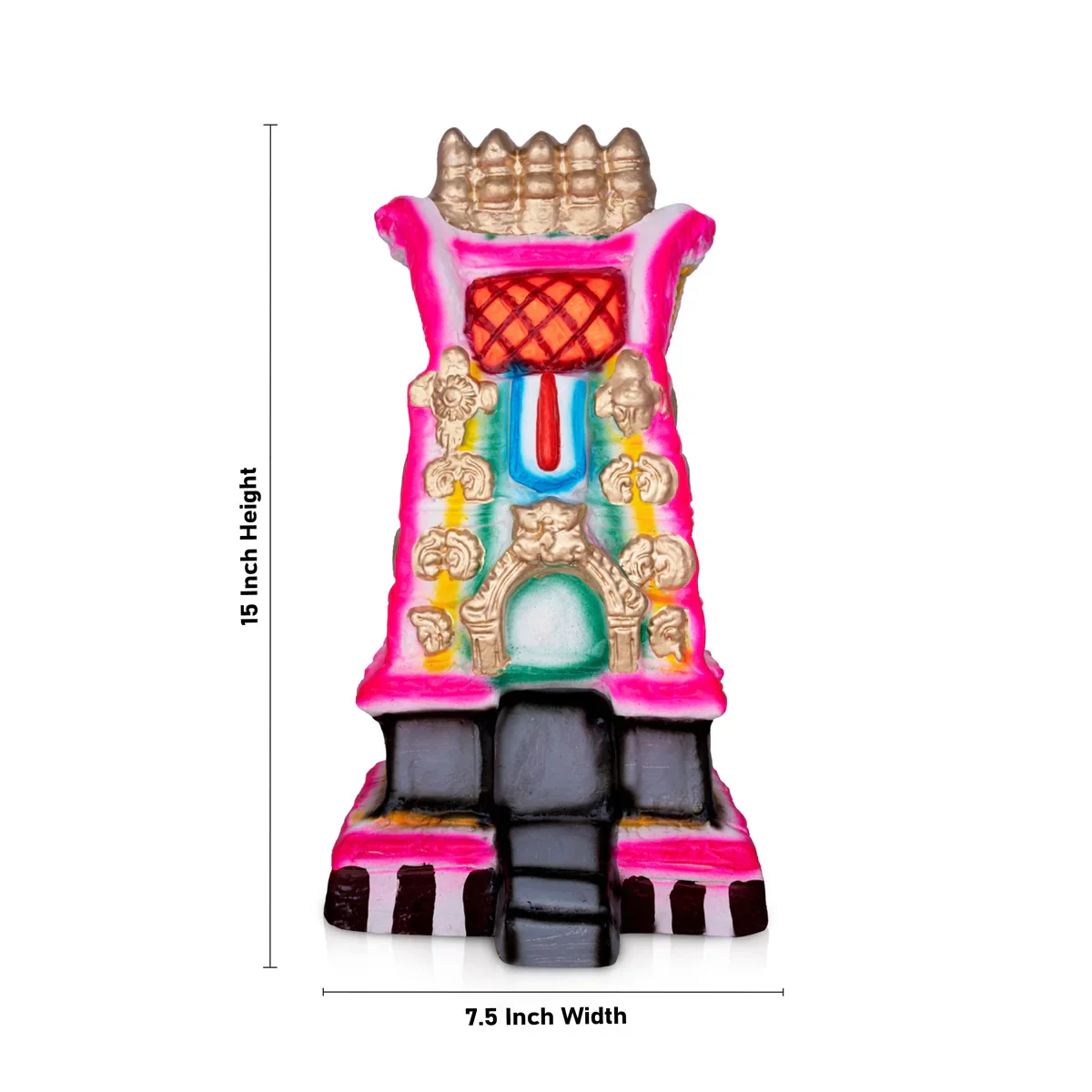 Gopuram Paper Mache Golu Bommai - 15 x 7.5 Inches | Giri Golu Doll/ Navaratri Golu Bomma/Gombe - Image 5