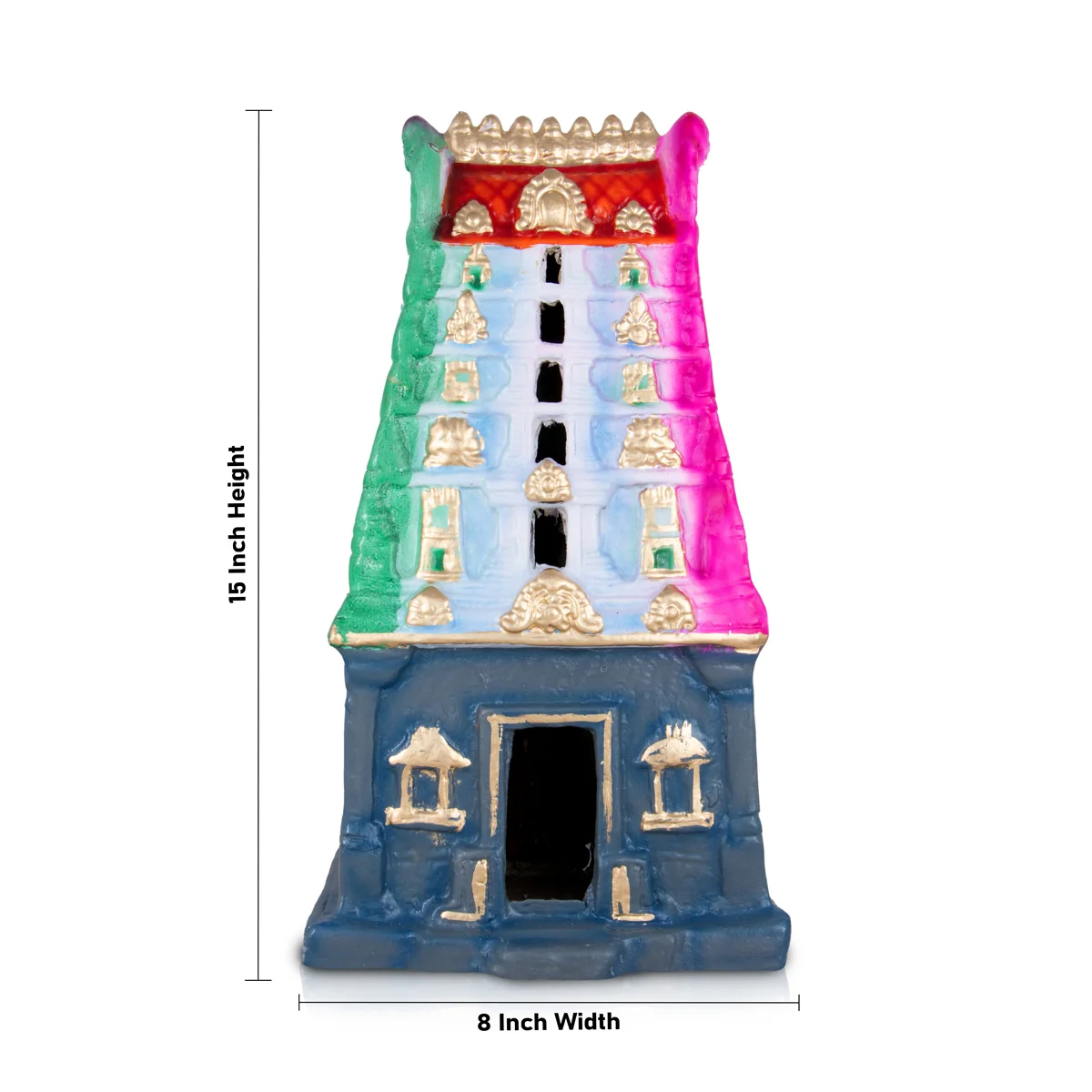 Gopuram Paper Mache Golu Bommai - 15 x 8 Inches | Giri Golu Doll/ Navaratri Golu Bomma/Gombe/Bommai - Image 3