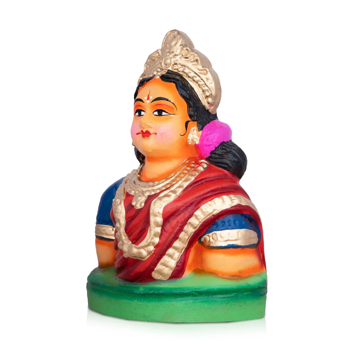 Gowri Face Clay Golu Bommai - 10 x 5.5 Inches | Giri Golu Doll/ Navaratri Golu Bomma/Gombe/Bommai - Image 2