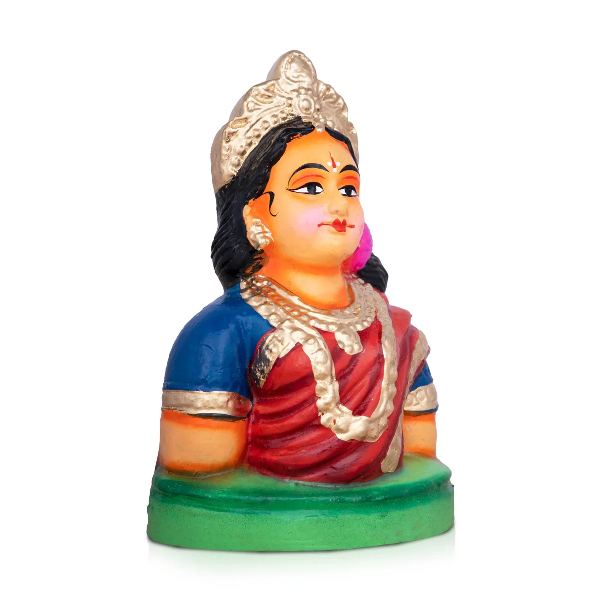 Gowri Face Clay Golu Bommai - 10 x 5.5 Inches | Giri Golu Doll/ Navaratri Golu Bomma/Gombe/Bommai - Image 3