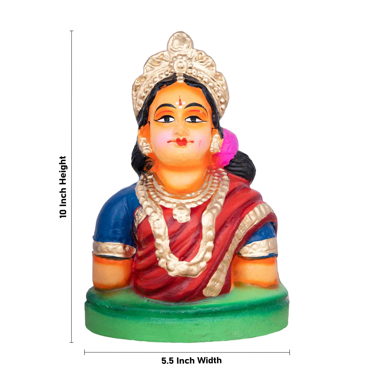 Gowri Face Clay Golu Bommai - 10 x 5.5 Inches | Giri Golu Doll/ Navaratri Golu Bomma/Gombe/Bommai - Image 5
