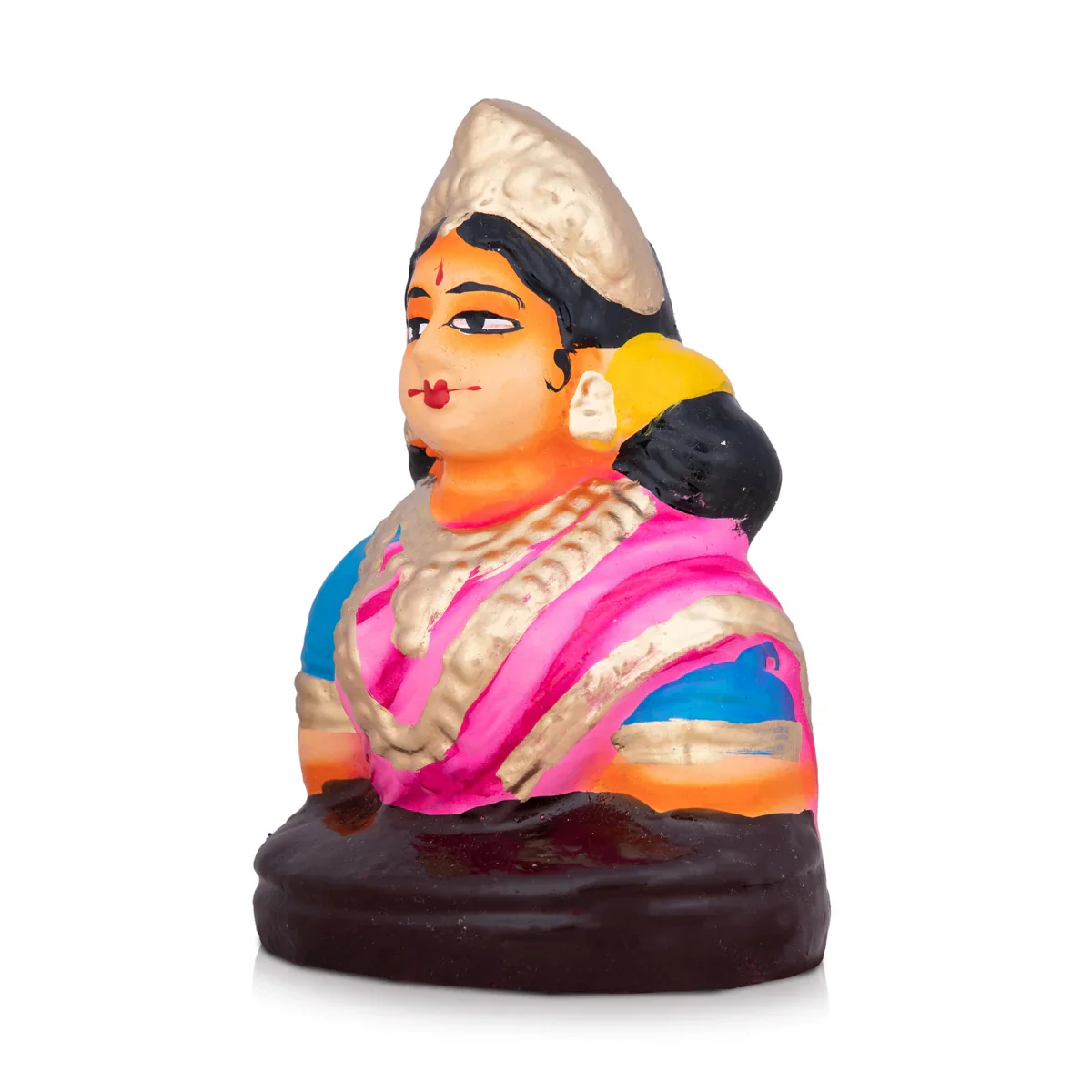 Gowri Face Clay Golu Bommai - 5 x 3.5 Inches | Giri Golu Doll/ Navaratri Golu Bomma/Gombe/Bommai - Image 2