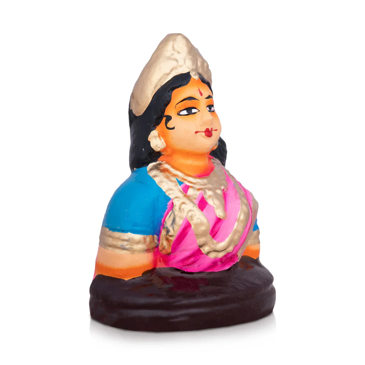 Gowri Face Clay Golu Bommai - 5 x 3.5 Inches | Giri Golu Doll/ Navaratri Golu Bomma/Gombe/Bommai - Image 3