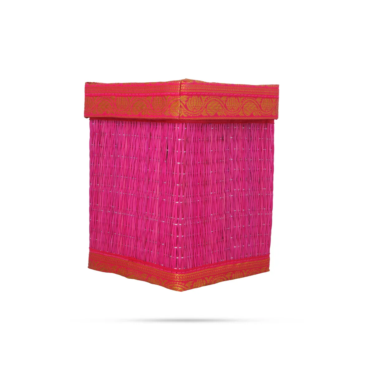 Grass Storage Box with Lid - 7 x 5.5 Inches | Korai Box with Lid/ Gift Box/ Pooja Box for Home - Image 2