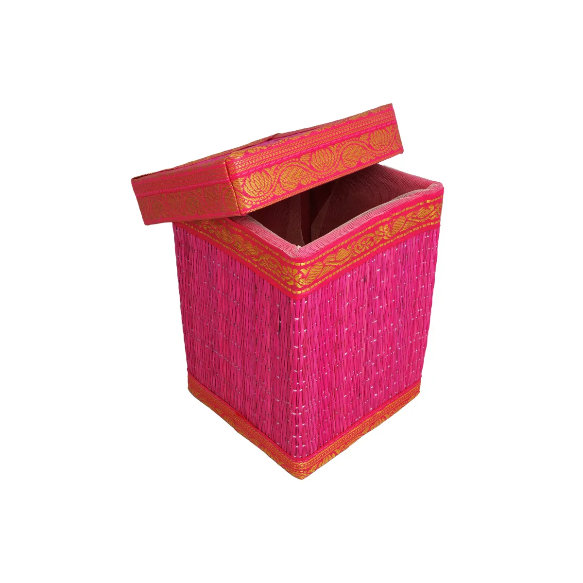 Grass Storage Box with Lid - 7 x 5.5 Inches | Korai Box with Lid/ Gift Box/ Pooja Box for Home - Image 3