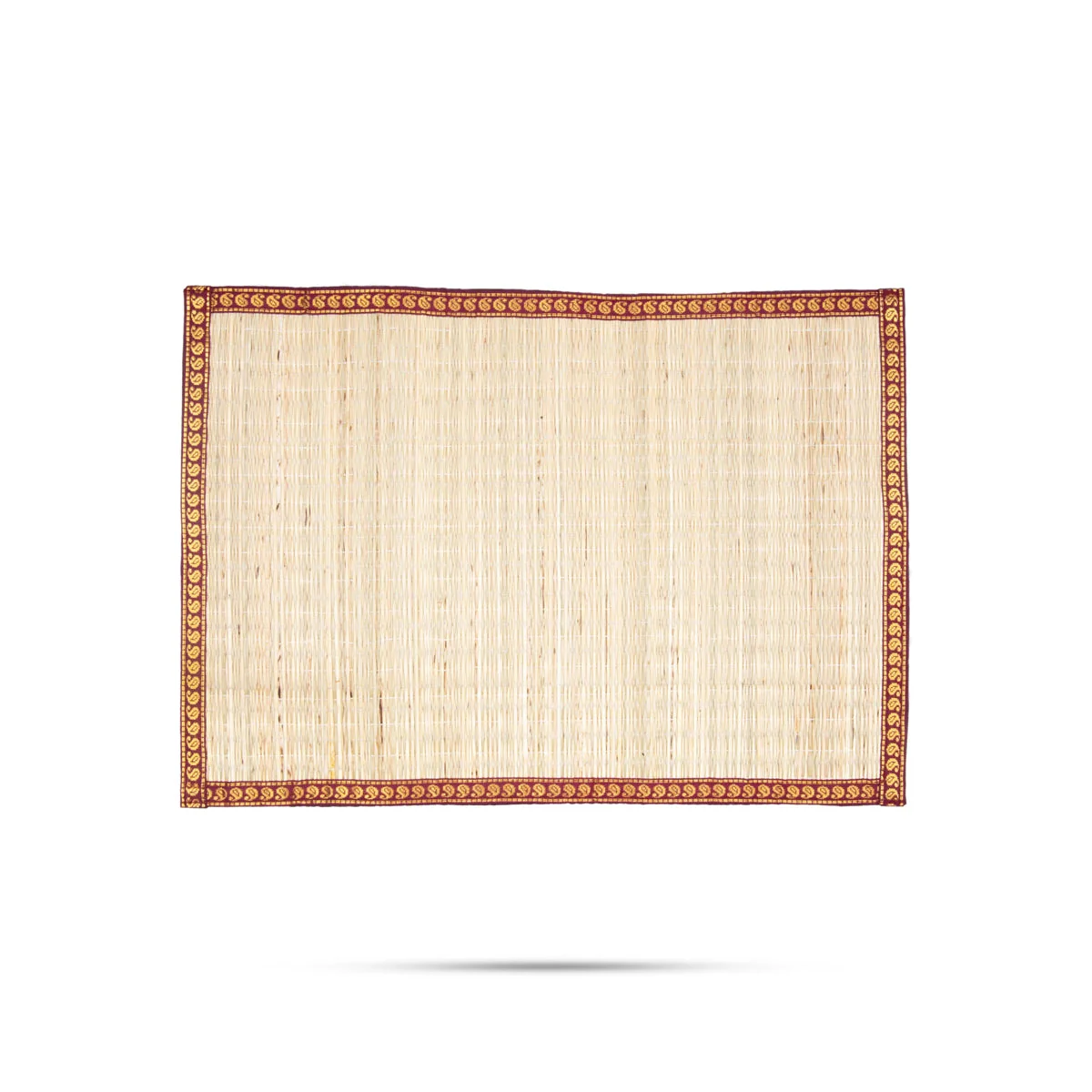 Grass Table Mat - 19 x 14 Inches | Korai Mat with Zari Border/ Yoga Mat for Home - Image 2