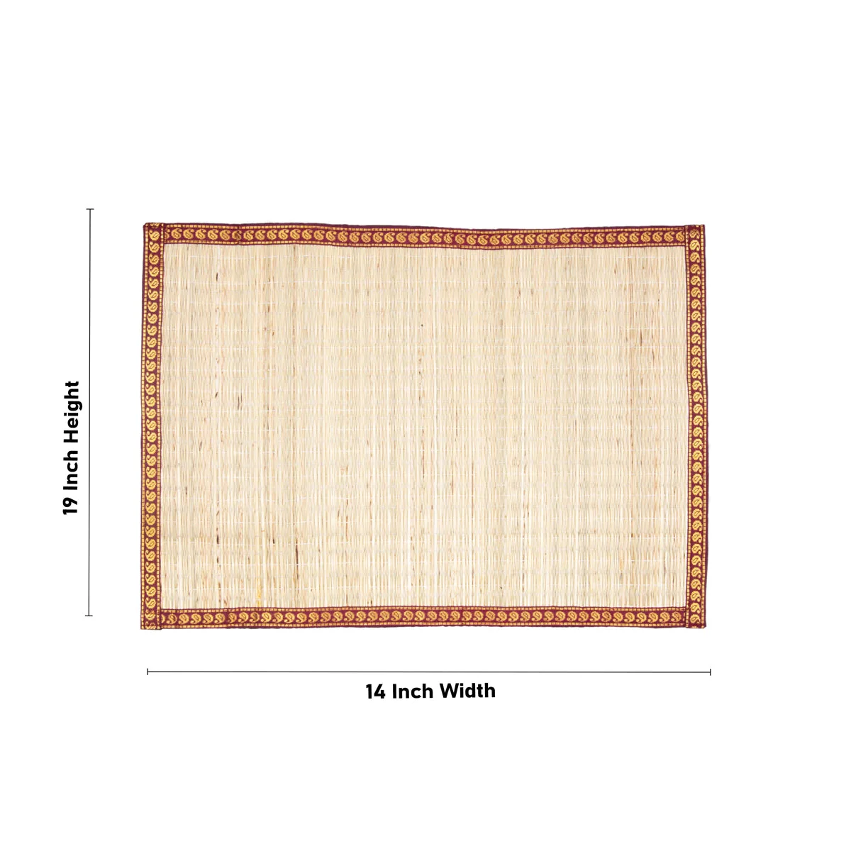 Grass Table Mat - 19 x 14 Inches | Korai Mat with Zari Border/ Yoga Mat for Home - Image 3
