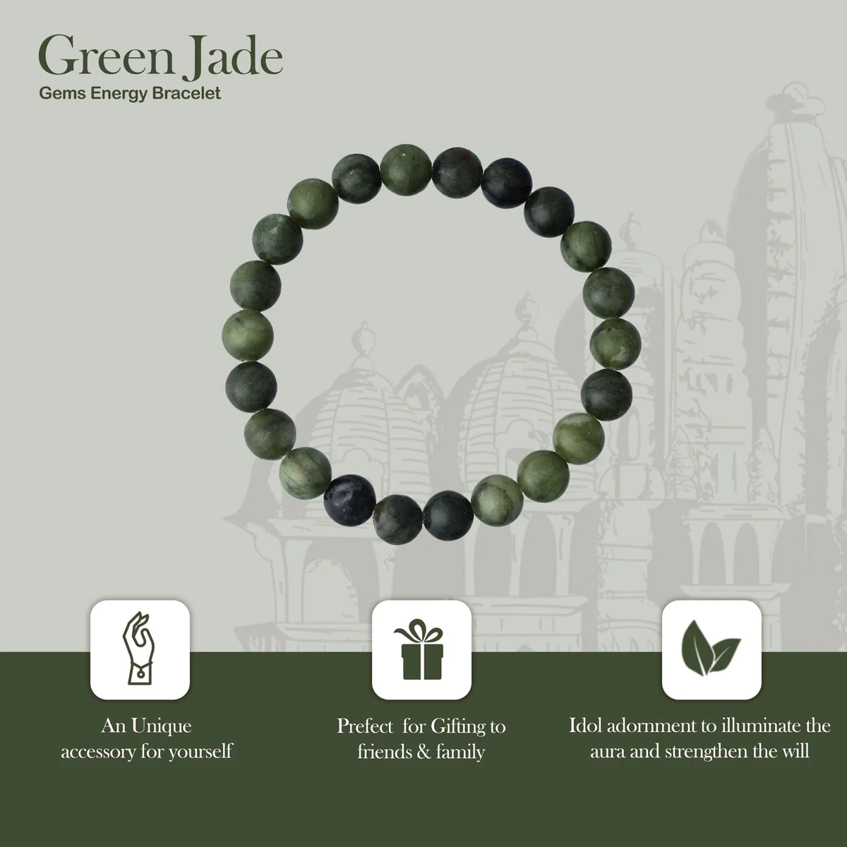 Green Jade Bracelet - 2.5 Inches | Crystal Jewellery/ Gemstone Bracelet For Prosperity & Emotional Well Being