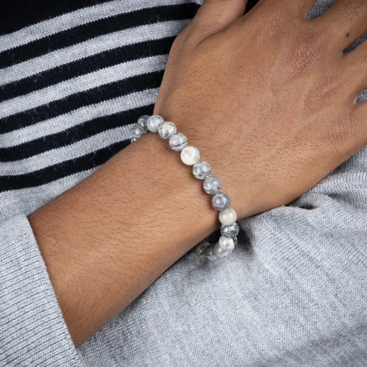 Grey Jasper Bracelet- 2.5 Inches | Jasper Gemstone Bracelet/Crystal Jewellery For Stability & Grounding Support - Image 2