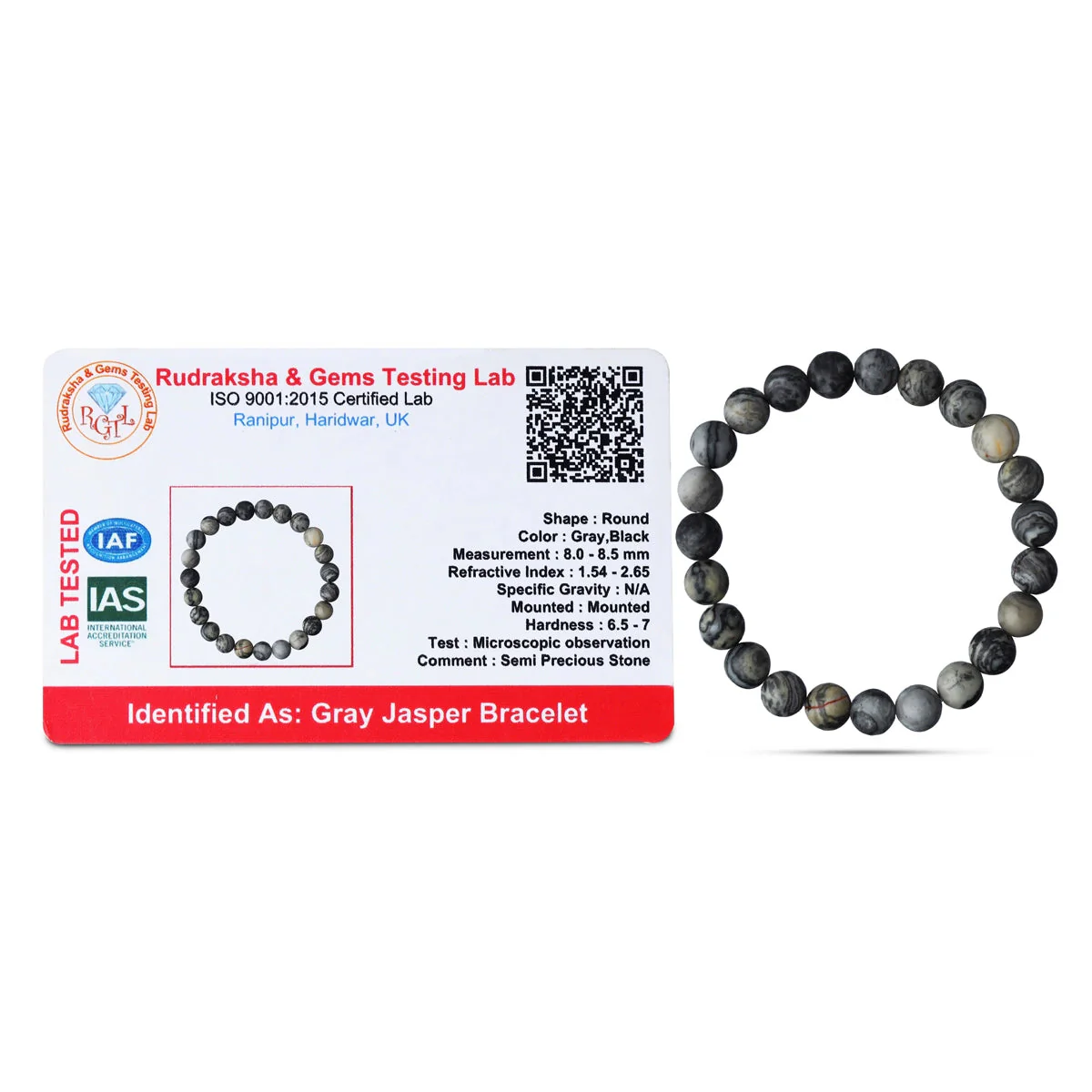 Grey Jasper Bracelet- 2.5 Inches | Jasper Gemstone Bracelet/Crystal Jewellery For Stability & Grounding Support - Image 3
