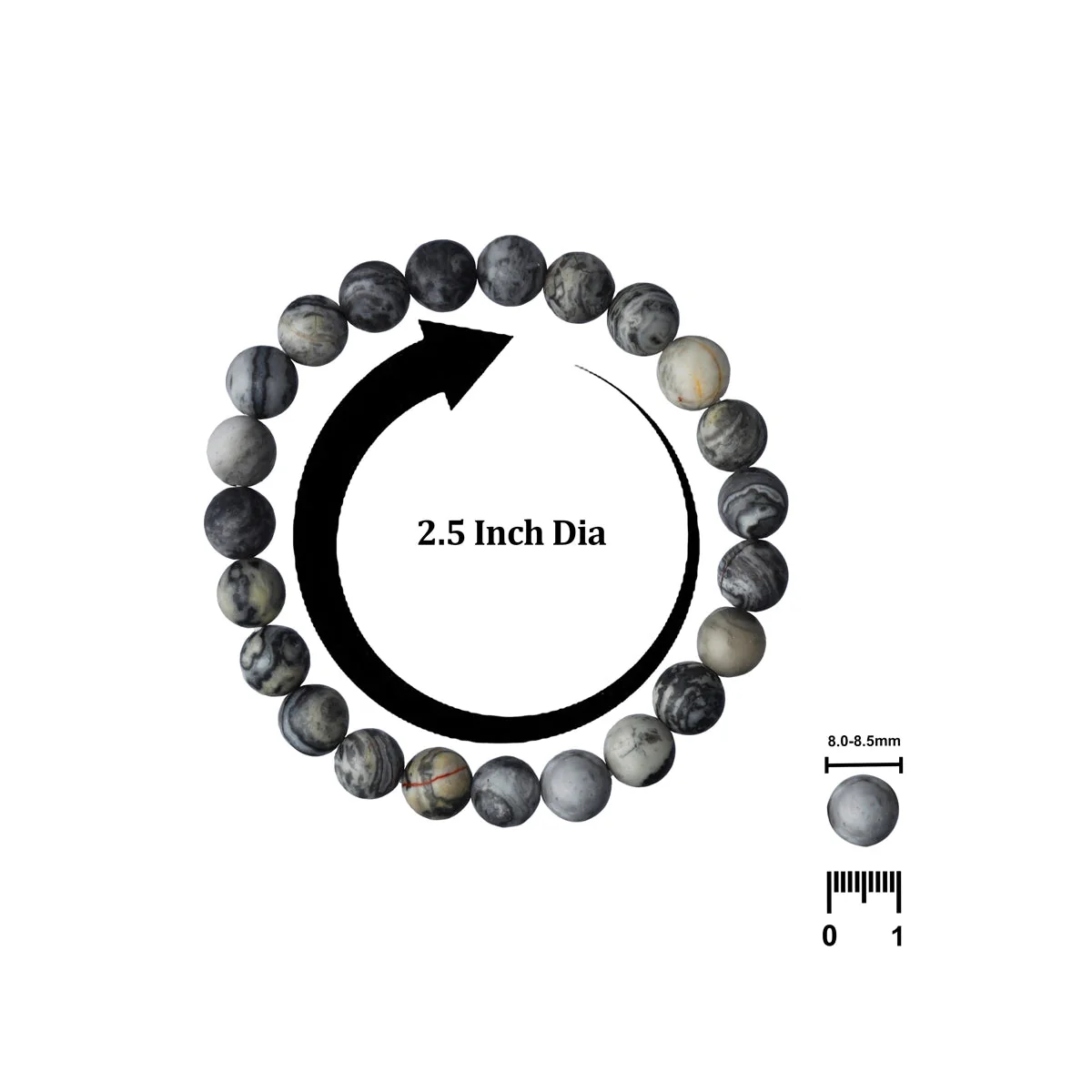 Grey Jasper Bracelet- 2.5 Inches | Jasper Gemstone Bracelet/Crystal Jewellery For Stability & Grounding Support - Image 5