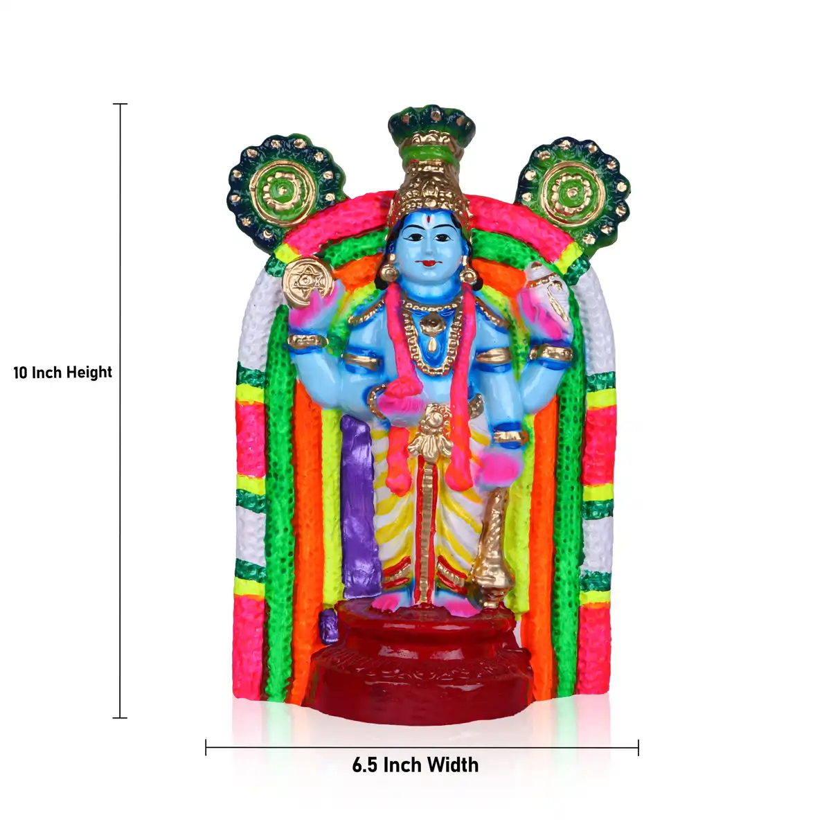 Guruvayurappan Clay Golu Bommai - 10 x 6.5 Inches | Giri Golu Doll/ Navaratri Golu Bomma/Gombe/Bommai - Image 4