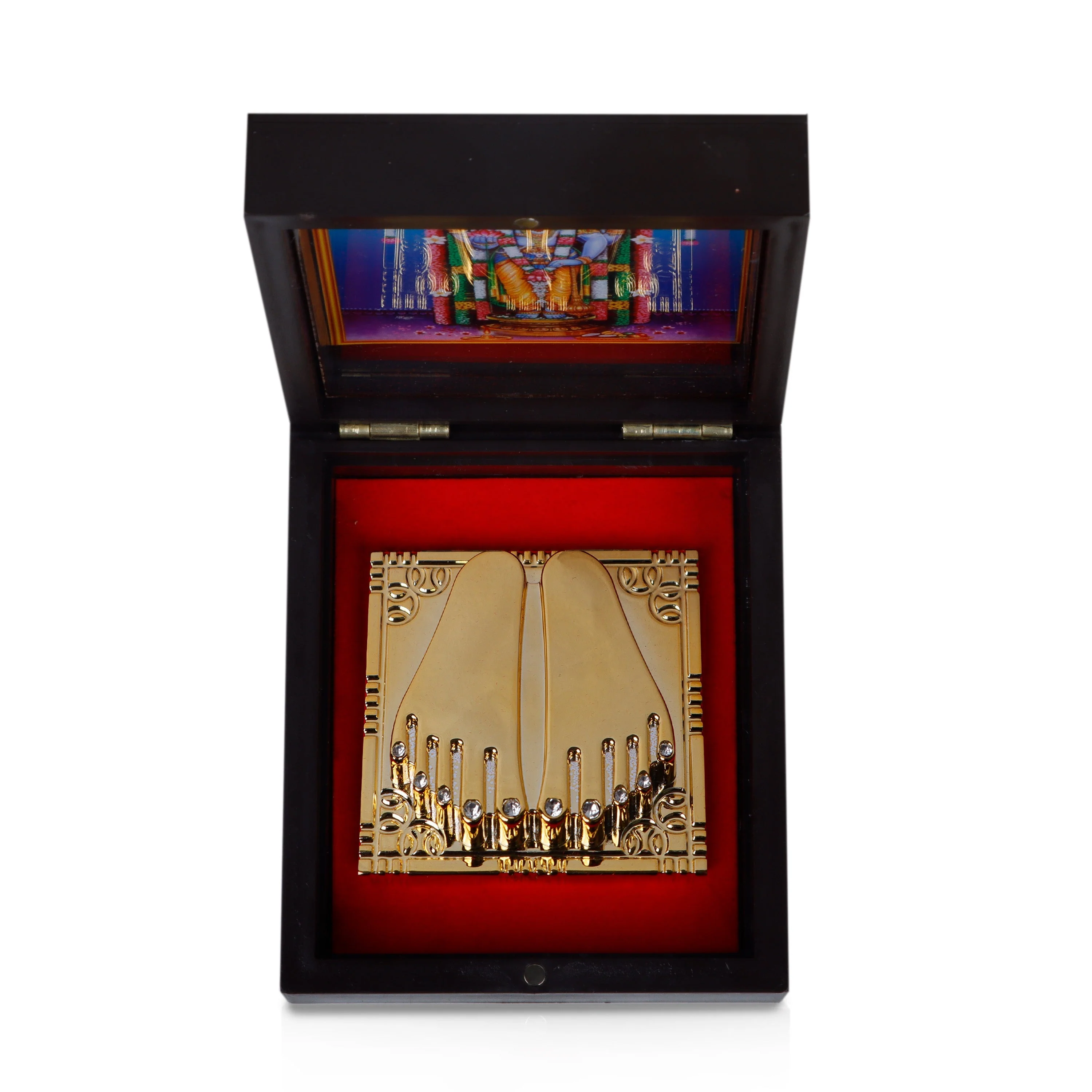 Guruvayurappan Murti Design Pooja Box - 4 x 4.5 Inches | Charan Paduka Box/ Puja Box For Lord Krishna Worship - Image 4