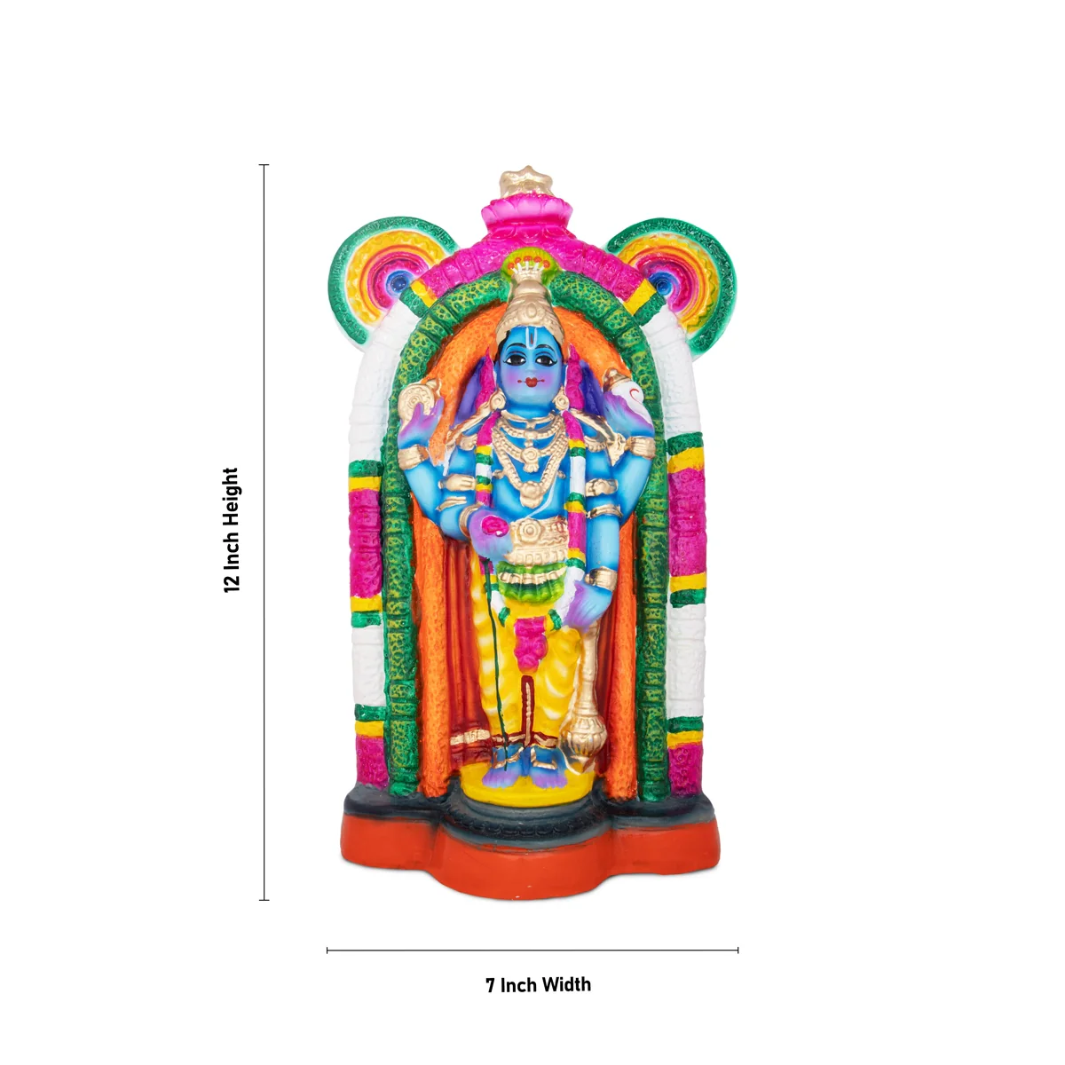 Guruvayurappan Paper Mache Golu Bommai - 12 x 7 Inches | Giri Golu Doll/ Navaratri Golu Bomma/Gombe/Bommai - Image 4
