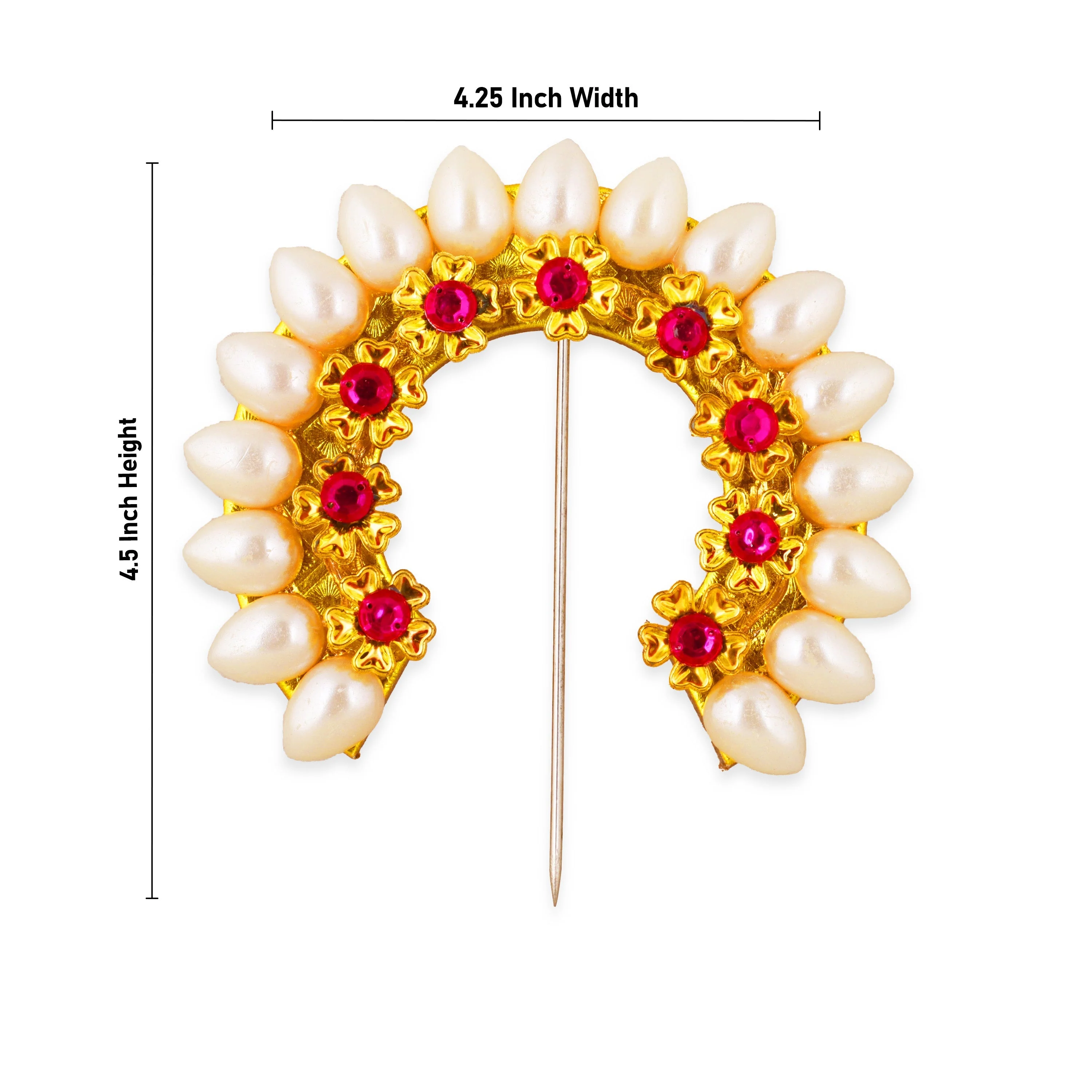 Hair Arch - 4.5 X 4.25 Inches | Hair Accessory/ Artificial Jewellery/ Moti Bead Arch For Deity Decoration - Image 2