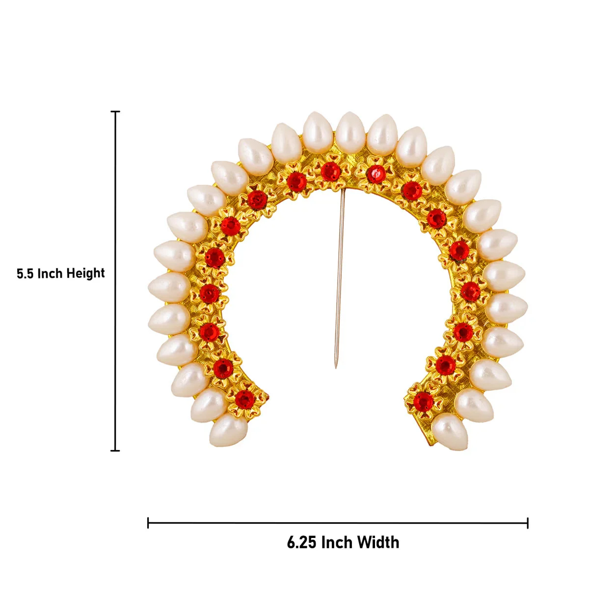 Hair Arch - 5.5 X 6.25 Inches | Hair Accessory/ Artificial Jewellery/ Moti Bead Arch For Deity Decoration - Image 2